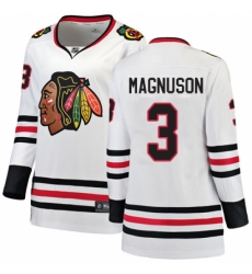 Women's Chicago Blackhawks #3 Keith Magnuson Authentic White Away Fanatics Branded Breakaway NHL Jersey