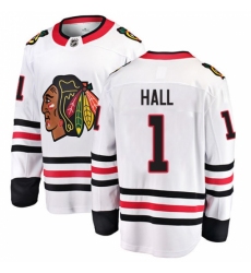 Men's Chicago Blackhawks #1 Glenn Hall Fanatics Branded White Away Breakaway NHL Jersey