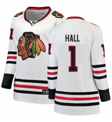 Women's Chicago Blackhawks #1 Glenn Hall Authentic White Away Fanatics Branded Breakaway NHL Jersey