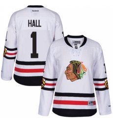 Women's Reebok Chicago Blackhawks #1 Glenn Hall Authentic White 2017 Winter Classic NHL Jersey