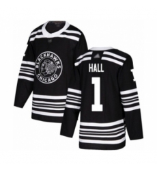 Youth Chicago Blackhawks #1 Glenn Hall Authentic Black Alternate Hockey Jersey