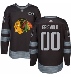 Men's Adidas Chicago Blackhawks #00 Clark Griswold Authentic Black 1917-2017 100th Anniversary NHL Jersey