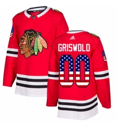 Men's Adidas Chicago Blackhawks #00 Clark Griswold Authentic Red USA Flag Fashion NHL Jersey