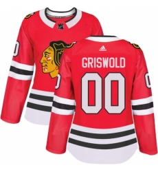 Women's Adidas Chicago Blackhawks #00 Clark Griswold Authentic Red Home NHL Jersey
