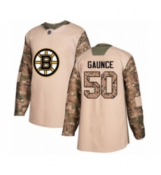 Men's Boston Bruins #50 Brendan Gaunce Authentic Camo Veterans Day Practice Hockey Jersey