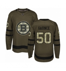 Men's Boston Bruins #50 Brendan Gaunce Authentic Green Salute to Service Hockey Jersey