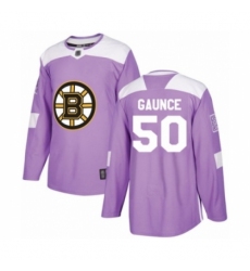 Men's Boston Bruins #50 Brendan Gaunce Authentic Purple Fights Cancer Practice Hockey Jersey