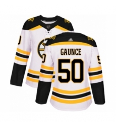 Women's Boston Bruins #50 Brendan Gaunce Authentic White Away Hockey Jersey