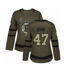 Women's Boston Bruins #47 Torey Krug Authentic Green Salute to Service 2019 Stanley Cup Final Bound Hockey Jersey