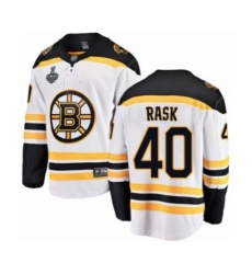 Men's Boston Bruins #40 Tuukka Rask Authentic White Away Fanatics Branded Breakaway 2019 Stanley Cup Final Bound Hockey Jersey