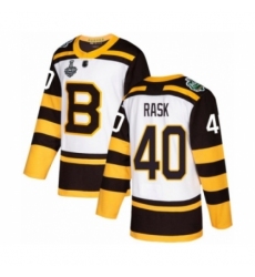 Youth Boston Bruins #40 Tuukka Rask Authentic White Winter Classic 2019 Stanley Cup Final Bound Hockey Jersey