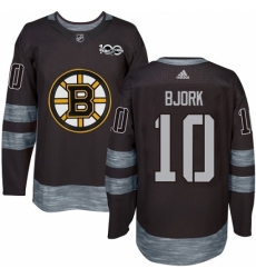 Men's Adidas Boston Bruins #10 Anders Bjork Authentic Black 1917-2017 100th Anniversary NHL Jersey