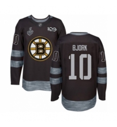 Men's Boston Bruins #10 Anders Bjork Authentic Black 1917-2017 100th Anniversary 2019 Stanley Cup Final Bound Hockey Jersey