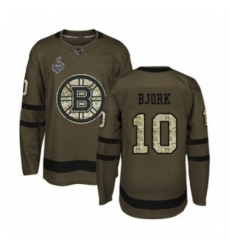 Men's Boston Bruins #10 Anders Bjork Authentic Green Salute to Service 2019 Stanley Cup Final Bound Hockey Jersey