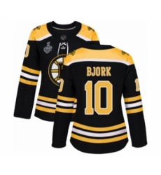 Women's Boston Bruins #10 Anders Bjork Authentic Black Home 2019 Stanley Cup Final Bound Hockey Jersey