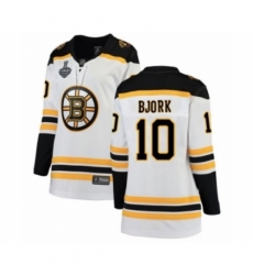 Women's Boston Bruins #10 Anders Bjork Authentic White Away Fanatics Branded Breakaway 2019 Stanley Cup Final Bound Hockey Jersey