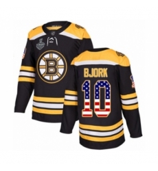 Youth Boston Bruins #10 Anders Bjork Authentic Black USA Flag Fashion 2019 Stanley Cup Final Bound Hockey Jersey