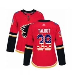 Women's Calgary Flames #39 Cam Talbot Authentic Red USA Flag Fashion Hockey Jersey