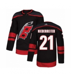 Men's Carolina Hurricanes #21 Nino Niederreiter Authentic Black Alternate Hockey Jersey