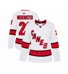 Women's Carolina Hurricanes #21 Nino Niederreiter Authentic White Away Hockey Jersey