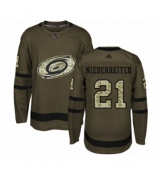 Youth Carolina Hurricanes #21 Nino Niederreiter Authentic Green Salute to Service Hockey Jersey