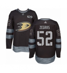 Men's Anaheim Ducks #52 Trevor Zegras Authentic Black 1917-2017 100th Anniversary Hockey Jersey