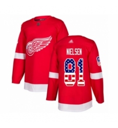 Men's Detroit Red Wings #81 Frans Nielsen Authentic Red USA Flag Fashion Hockey Jersey