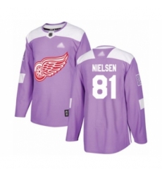 Youth Detroit Red Wings #81 Frans Nielsen Authentic Purple Fights Cancer Practice Hockey Jersey
