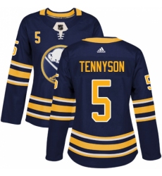 Women's Adidas Buffalo Sabres #5 Matt Tennyson Authentic Navy Blue Home NHL Jersey