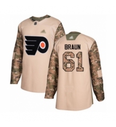 Youth Philadelphia Flyers #61 Justin Braun Authentic Camo Veterans Day Practice Hockey Jersey