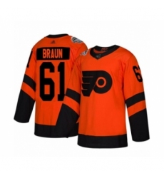 Youth Philadelphia Flyers #61 Justin Braun Authentic Orange 2019 Stadium Series Hockey Jersey