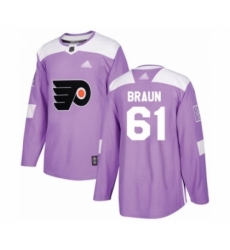 Youth Philadelphia Flyers #61 Justin Braun Authentic Purple Fights Cancer Practice Hockey Jersey