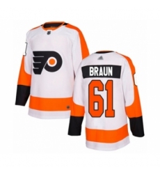 Youth Philadelphia Flyers #61 Justin Braun Authentic White Away Hockey Jersey