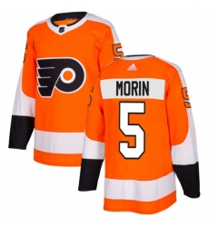 Men's Adidas Philadelphia Flyers #5 Samuel Morin Authentic Orange Home NHL Jersey
