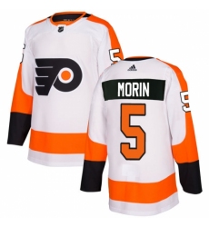 Men's Adidas Philadelphia Flyers #5 Samuel Morin Authentic White Away NHL Jersey