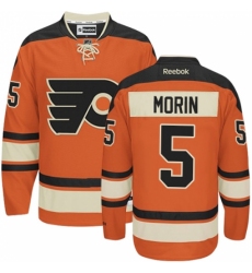 Men's Reebok Philadelphia Flyers #5 Samuel Morin Authentic Orange New Third NHL Jersey