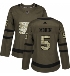 Women's Adidas Philadelphia Flyers #5 Samuel Morin Authentic Green Salute to Service NHL Jersey