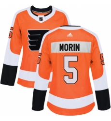 Women's Adidas Philadelphia Flyers #5 Samuel Morin Authentic Orange Home NHL Jersey