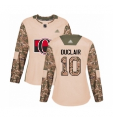 Women's Ottawa Senators #10 Anthony Duclair Authentic Camo Veterans Day Practice Hockey Jersey