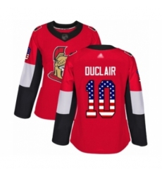 Women's Ottawa Senators #10 Anthony Duclair Authentic Red USA Flag Fashion Hockey Jersey