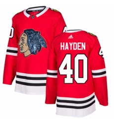 Men's Adidas Chicago Blackhawks #40 John Hayden Authentic Red Fashion Gold NHL Jersey