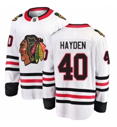 Men's Chicago Blackhawks #40 John Hayden Fanatics Branded White Away Breakaway NHL Jersey