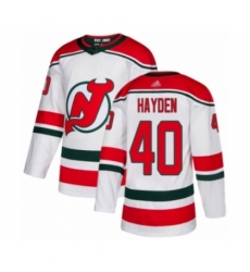 Men's New Jersey Devils #40 John Hayden Authentic White Alternate Hockey Jersey