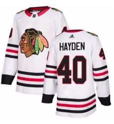 Women's Adidas Chicago Blackhawks #40 John Hayden Authentic White Away NHL Jersey