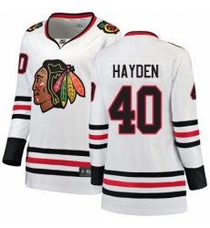 Women's Chicago Blackhawks #40 John Hayden Authentic White Away Fanatics Branded Breakaway NHL Jersey