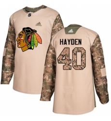 Youth Adidas Chicago Blackhawks #40 John Hayden Authentic Camo Veterans Day Practice NHL Jersey