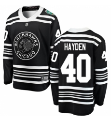 Youth Chicago Blackhawks #40 John Hayden Black 2019 Winter Classic Fanatics Branded Breakaway NHL Jersey