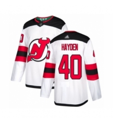 Youth New Jersey Devils #40 John Hayden Authentic White Away Hockey Jersey