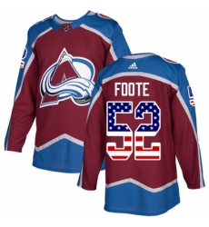 Men's Adidas Colorado Avalanche #52 Adam Foote Authentic Burgundy Red USA Flag Fashion NHL Jersey