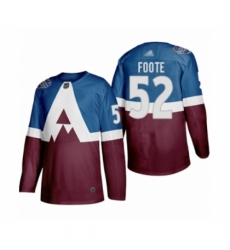 Men's Colorado Avalanche #52 Adam Foote Authentic Burgundy Blue 2020 Stadium Series Hockey Jersey